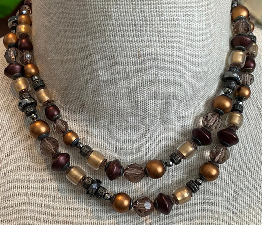 Signed LCI Liz Clairborne Faceted Frosted Bead Long Layering Necklace