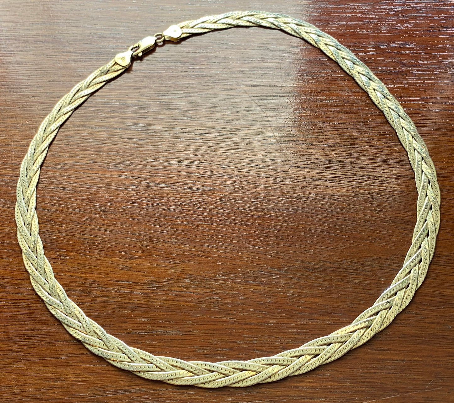 HCT Sterling Silver 925 Gold Plate Vermeil Braided Collar 18.25" Necklace Italy
