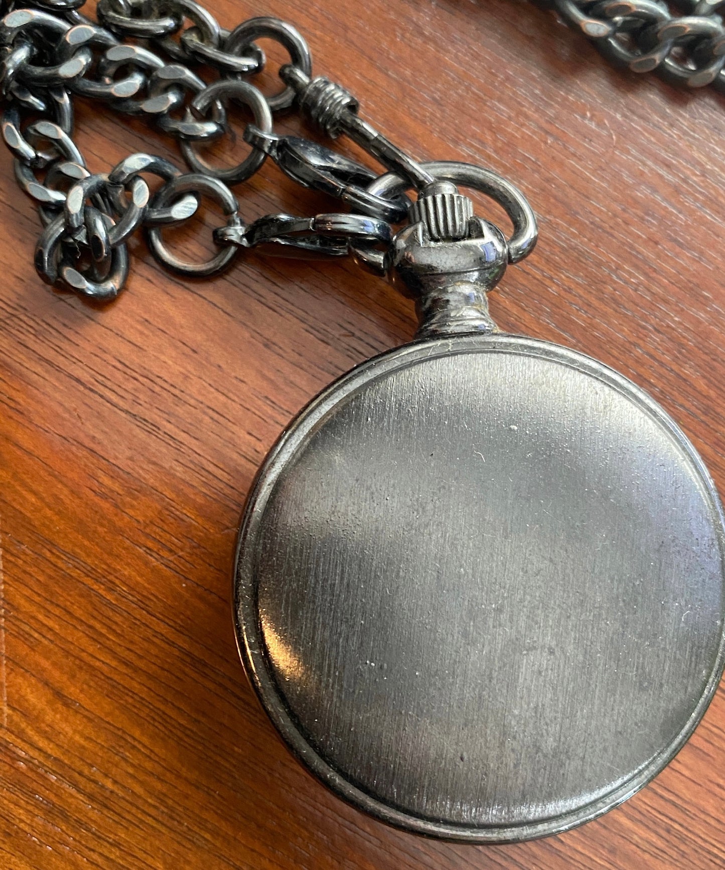 Gunmetal Allude Quartz Pocket Watch & Chain FMDAL588 Needs New Battery
