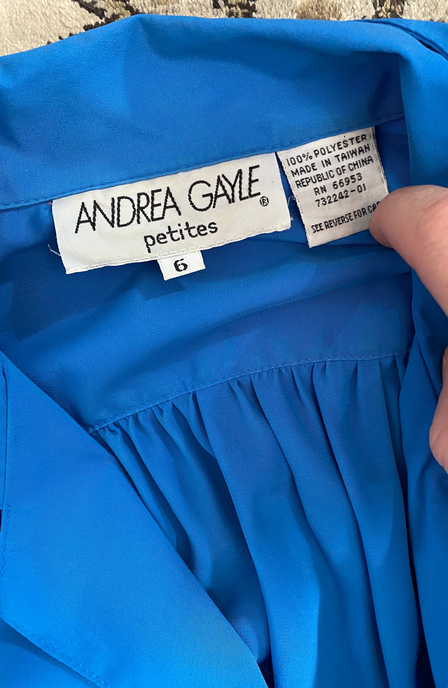 Vintage 80's Secretary The Shirt Dress Blue Button Front Andrea Gayle