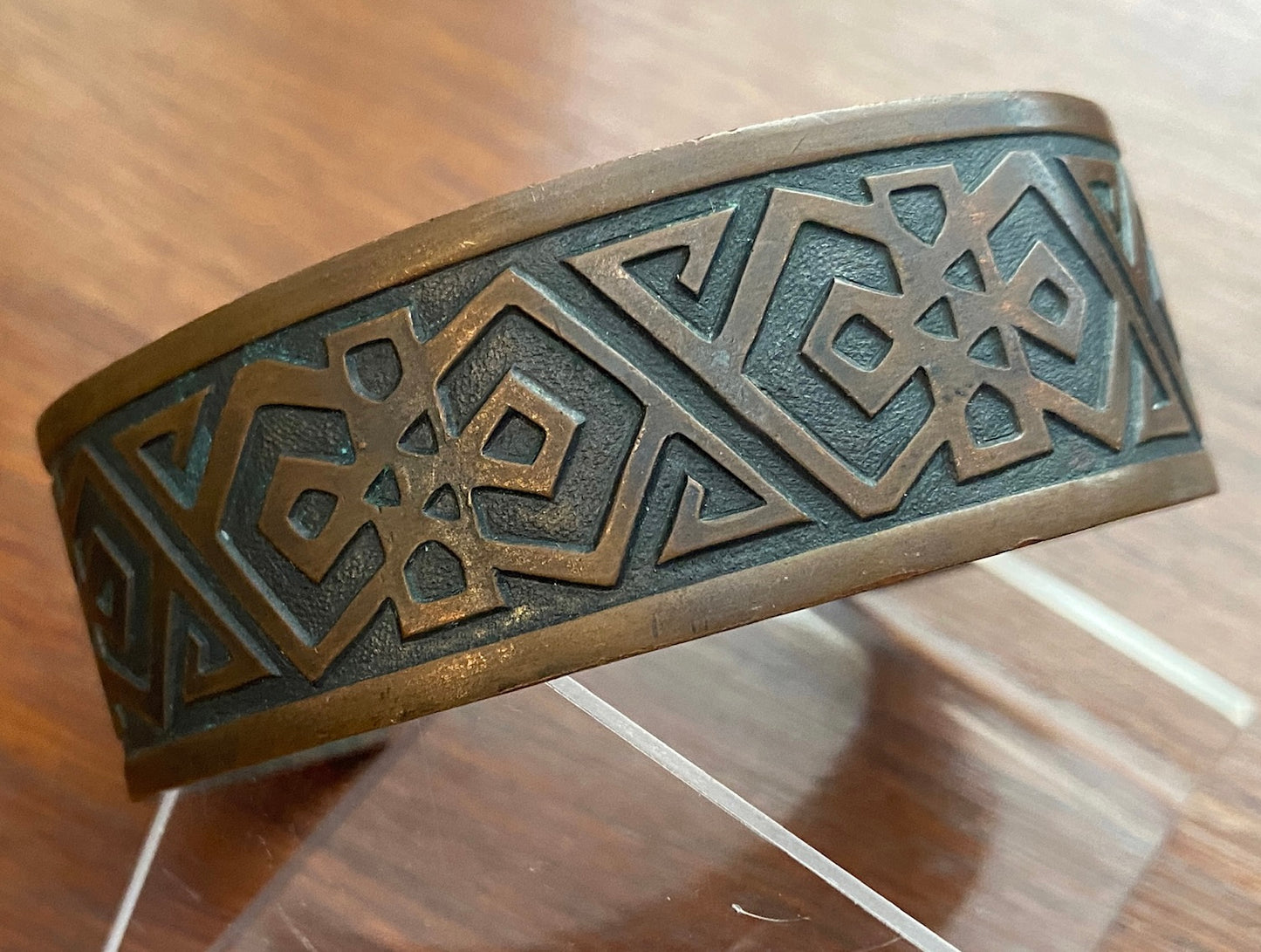 Vintage Park Lane Genuine Coppe Cuff Bracelet Boho Aztec