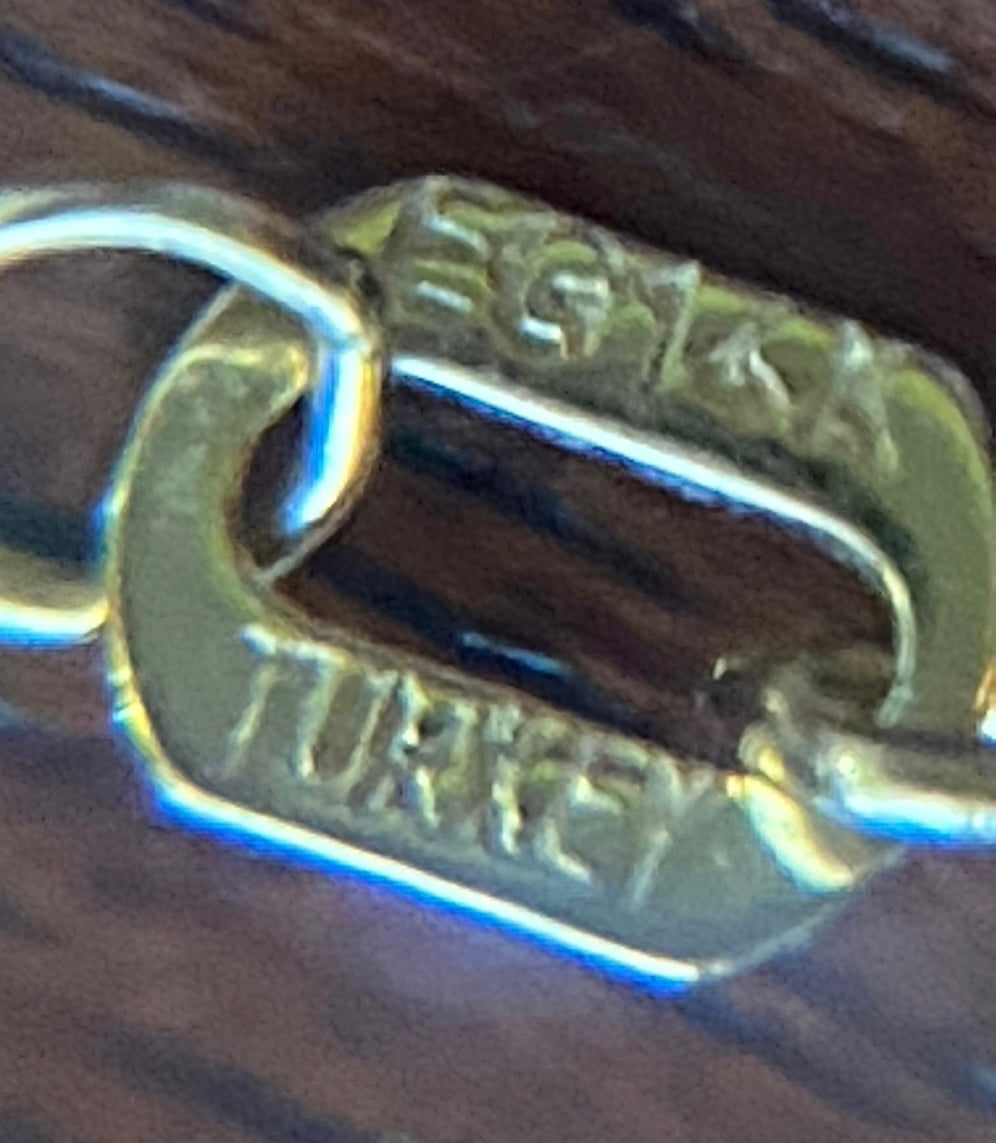 14k Yellow Gold Chain Necklace Open Round EG Turkey Modernist Pendant