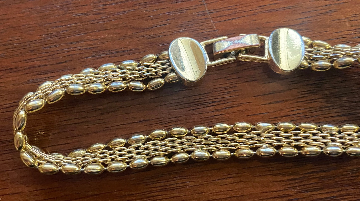 Vintage Gold Tone Metal Chain Link Bracelet 7.5" Long