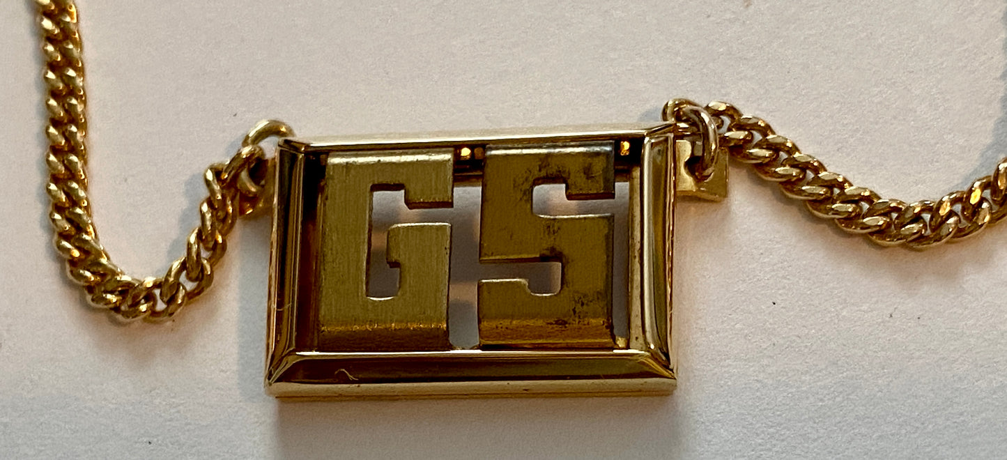 Vintage Swank Gold Tone GS Initial Tie Bar Clip