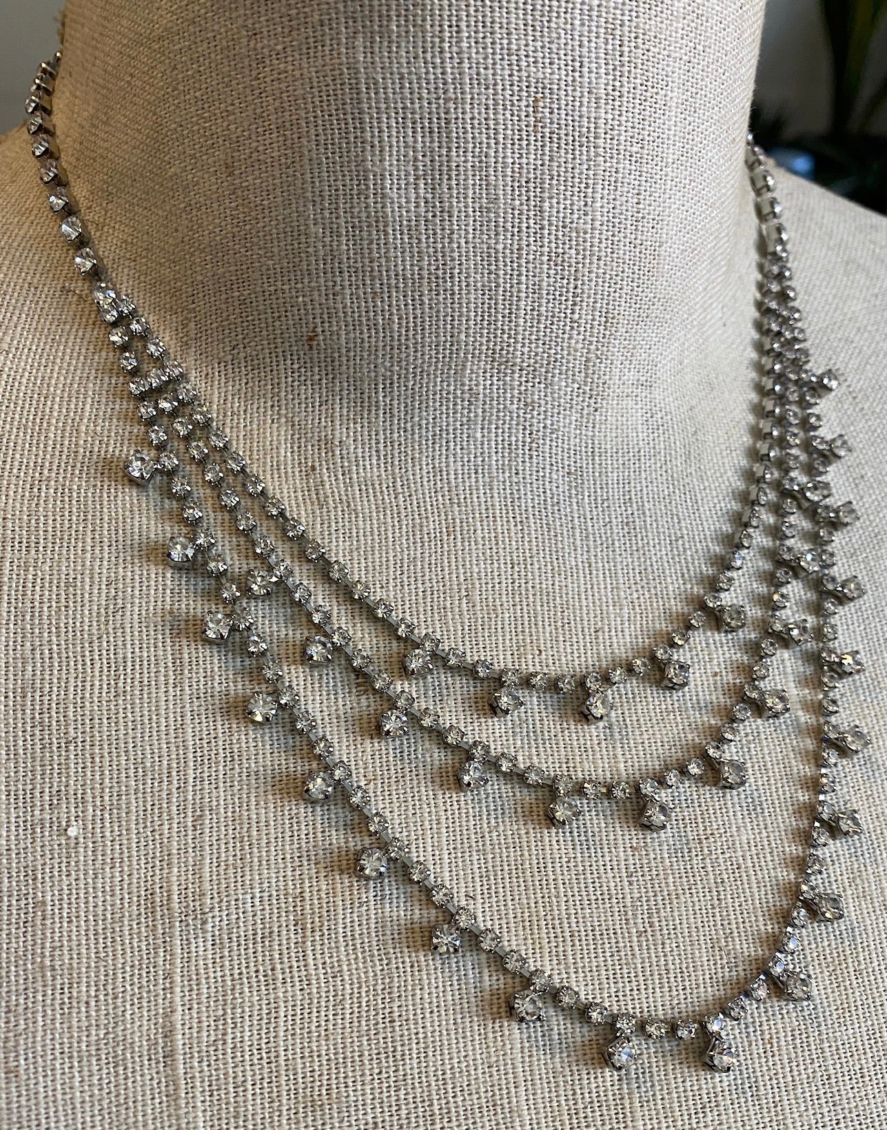 Vintage Style Rhinestone Multistrand Necklace