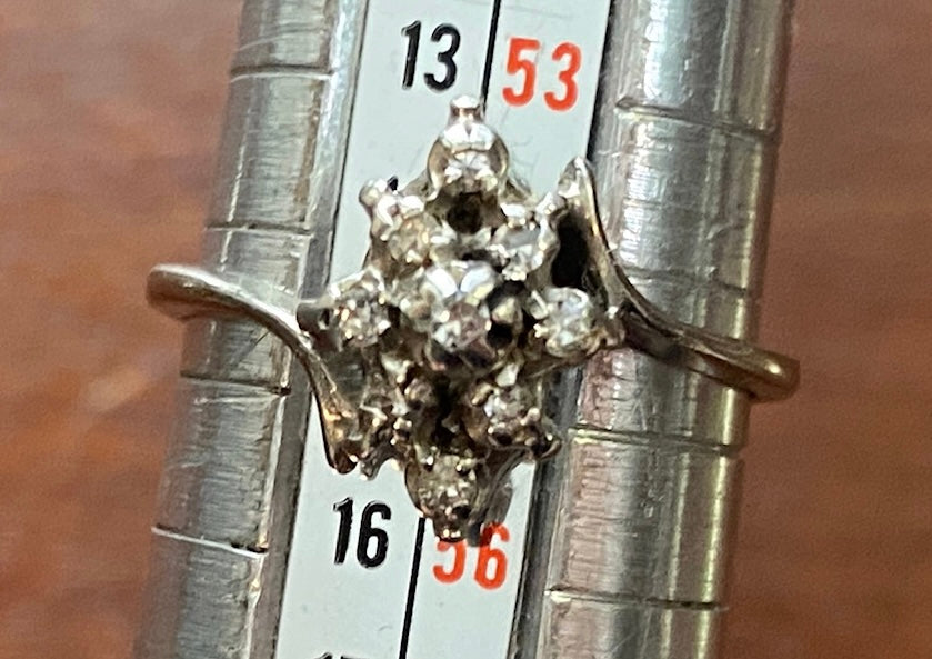 Vintage Signed Trubrite 10k White Gold Diamond Ring Sz 7