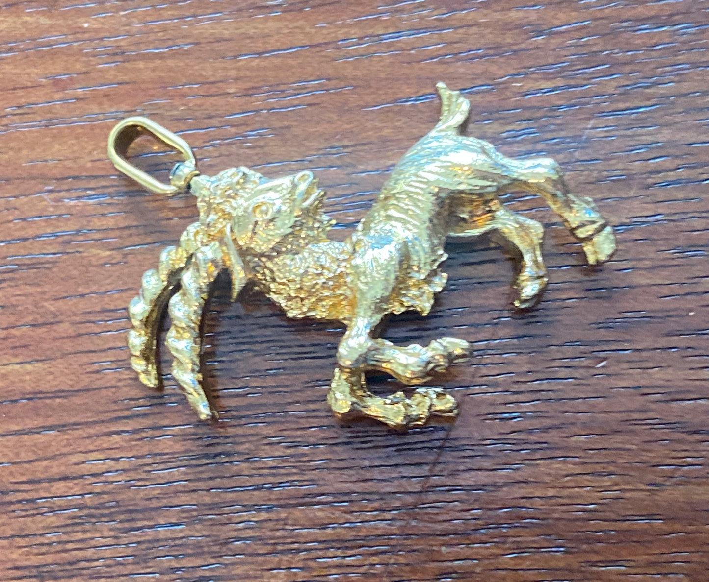 Gold tone Metal Goat Markhor Charm Pendant Twists