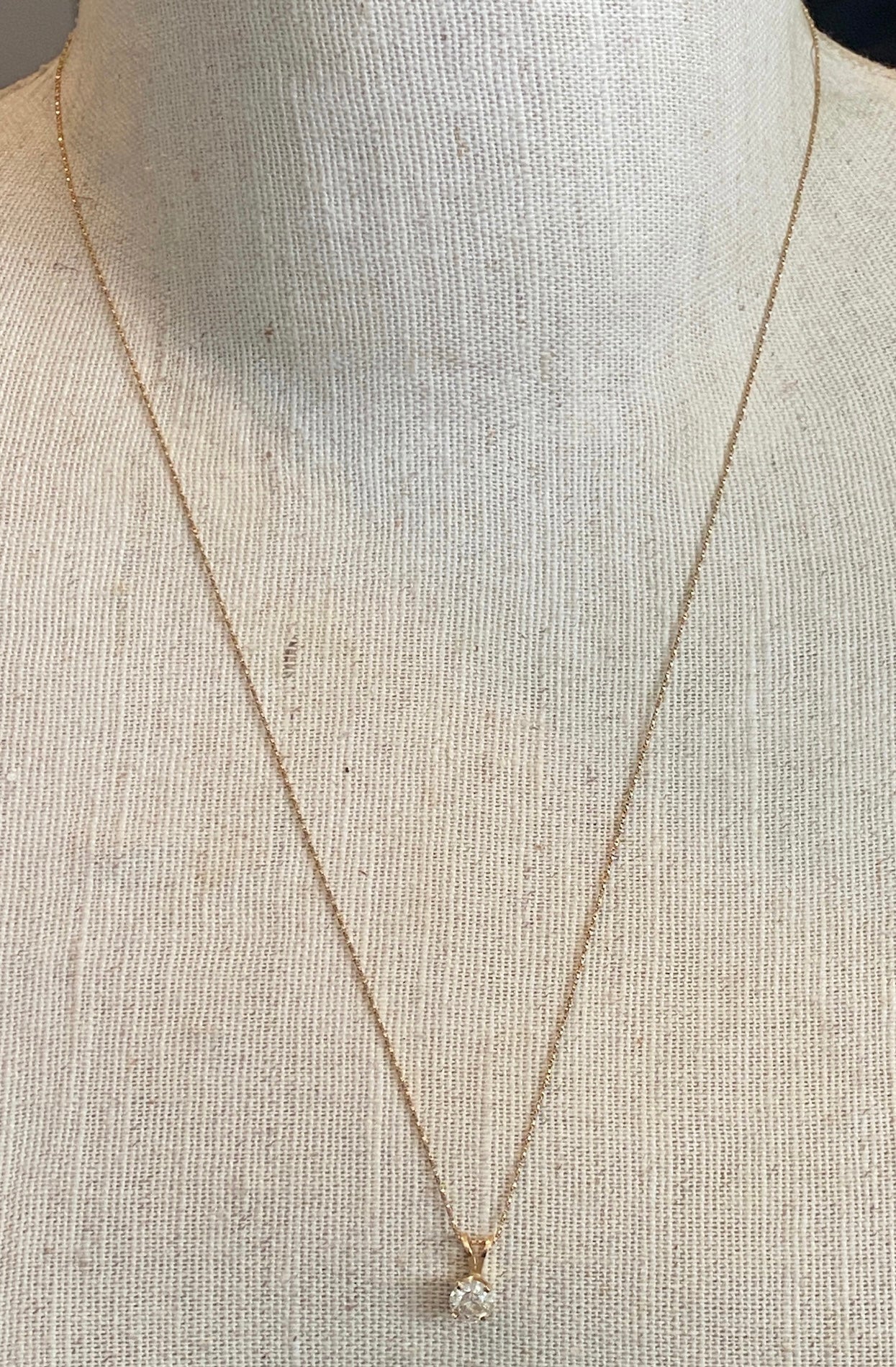 14k Yellow Gold Round 1/2ct Diamond Solitaire Pendant Chain Necklace