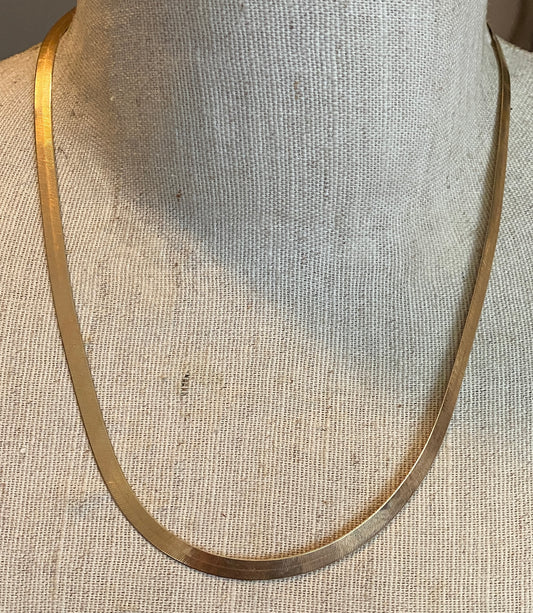 Vintage Aurafin 14k Yellow Gold Herringbone Chain Necklace 20" x 5mm