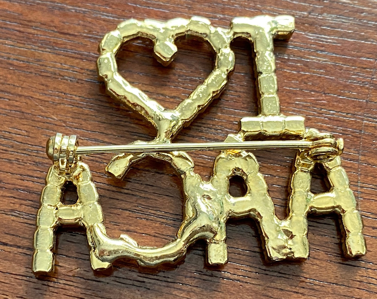 Vintage Rhinestone I Love AACA Brooch Pin