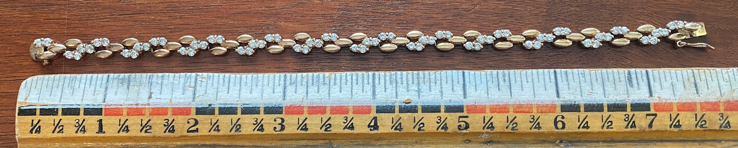 Sterling Silver 925 Gold Plate CZ Tennis Bracelet 7.5" Long