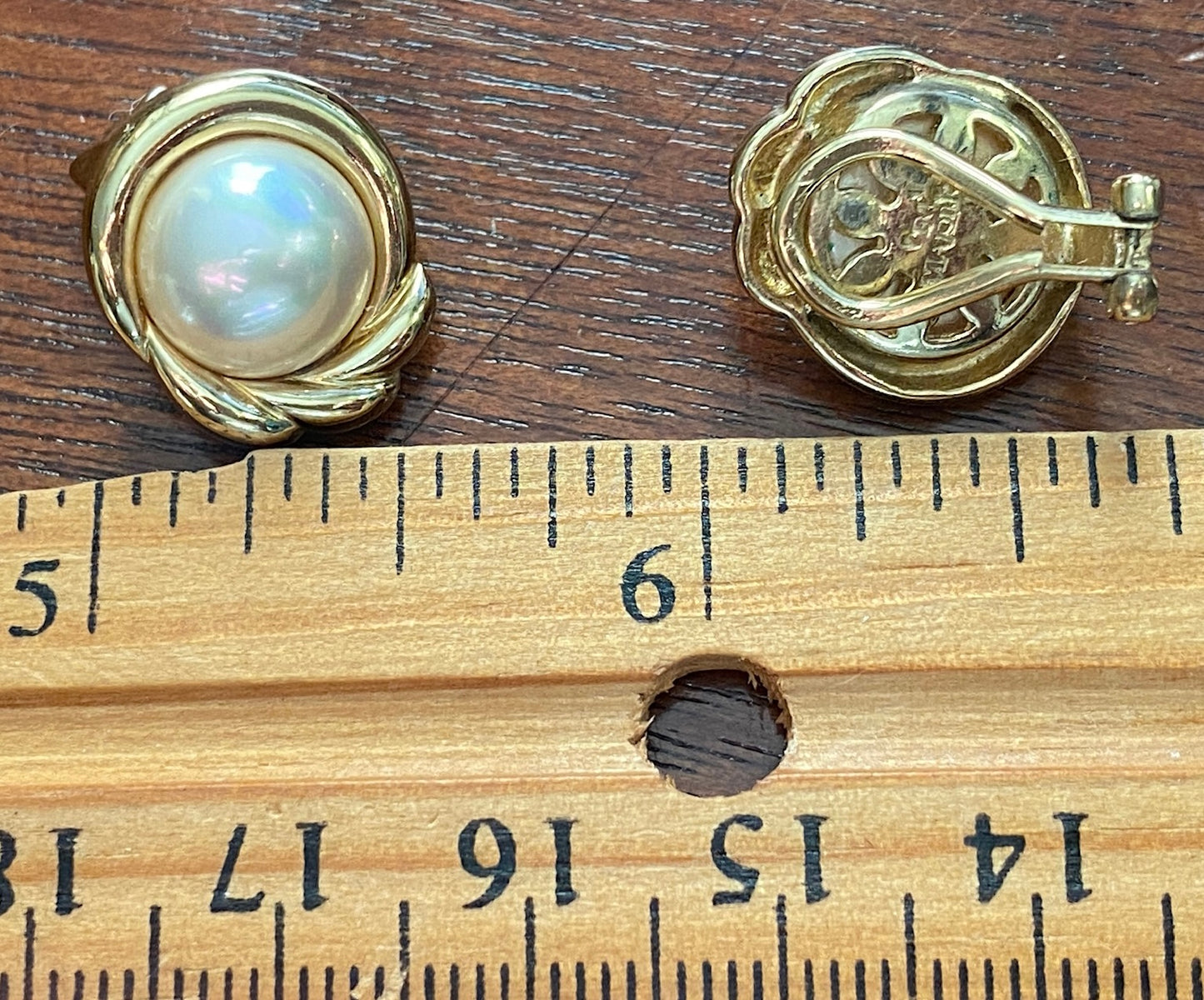 Vintage Majorica Gold Vermeil Faux Pearl Clip on Earrings in Box