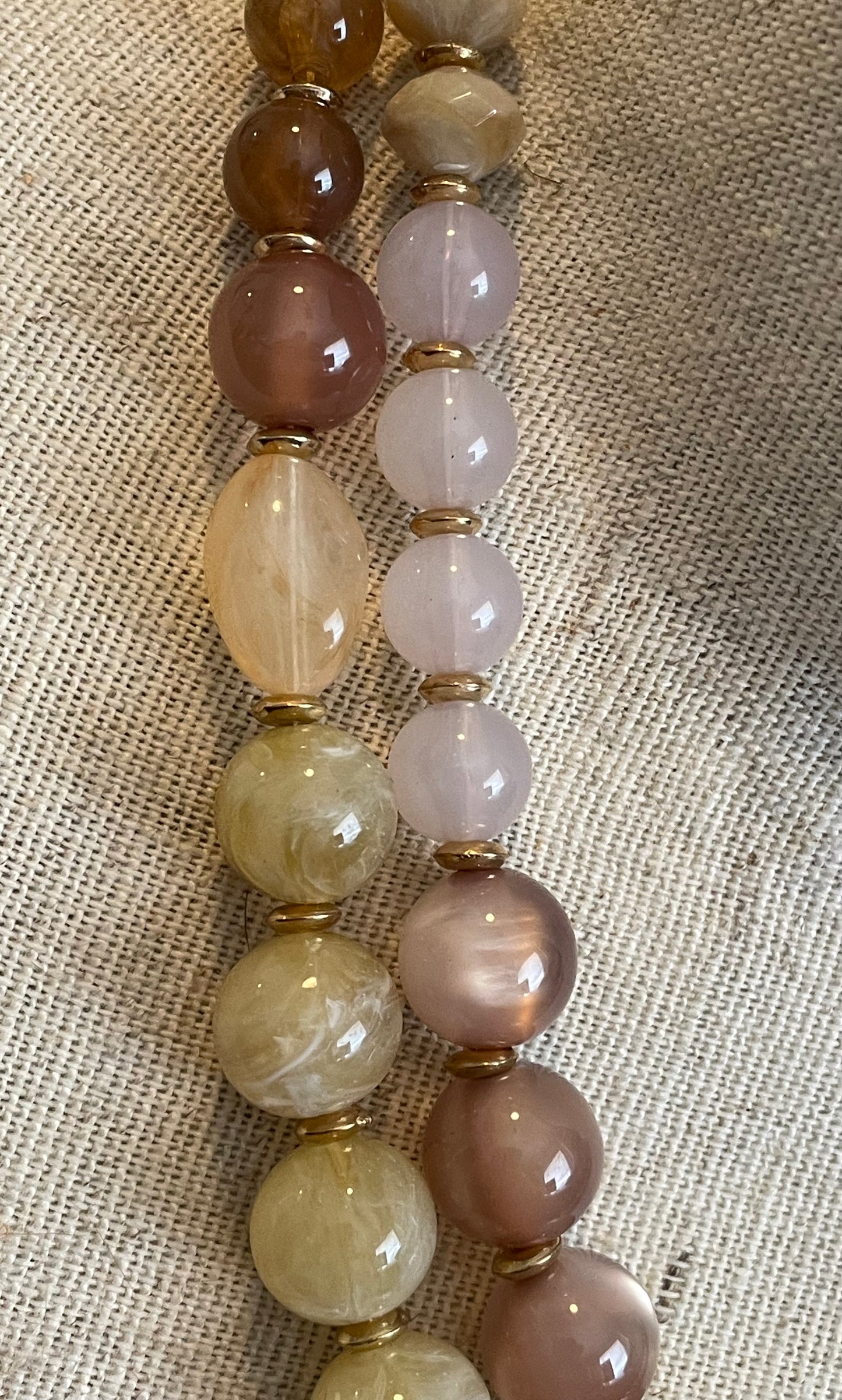 Faux Stone Quartz Marble Bead Two Strand Necklace