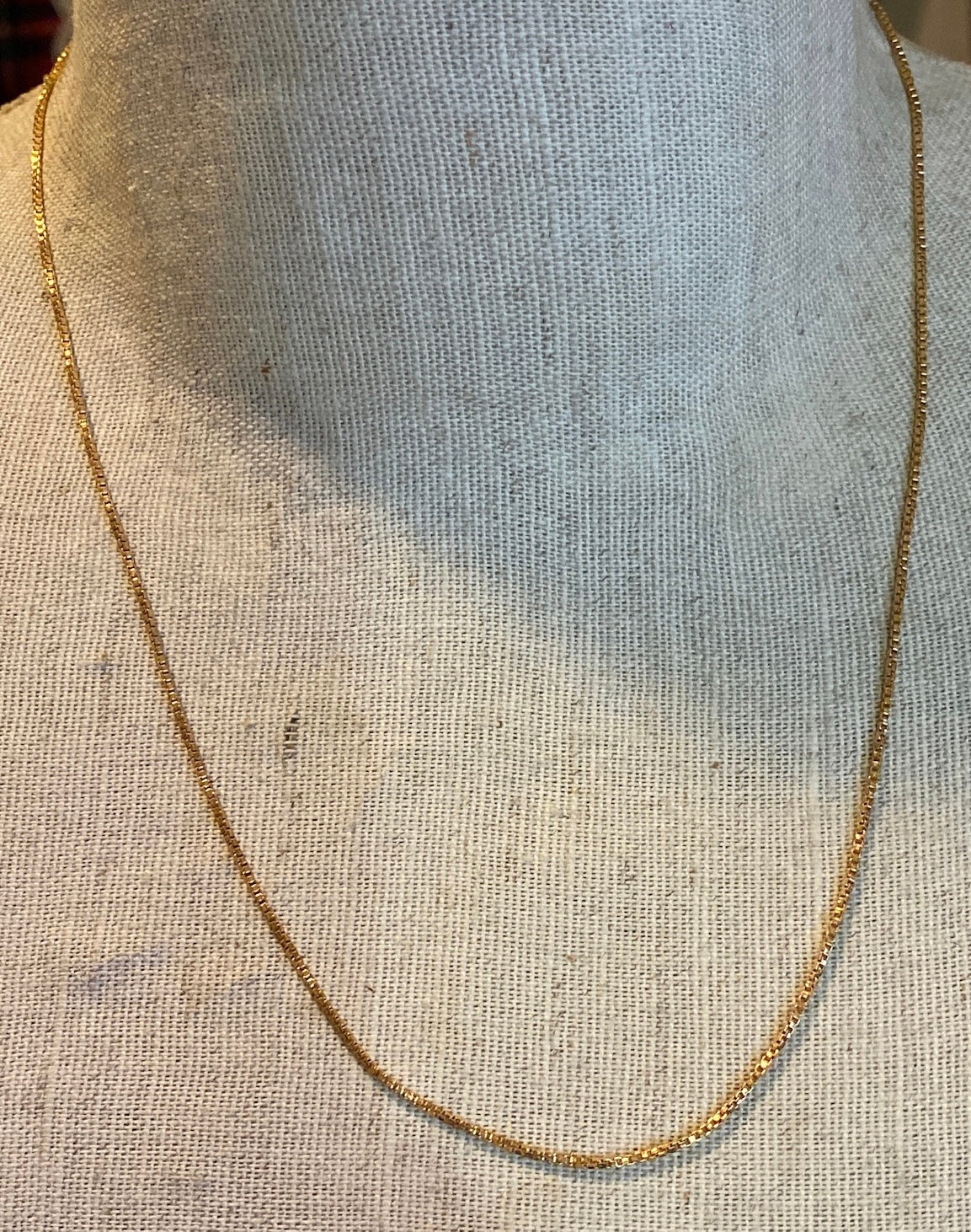 14k Yellow Gold Box Chain Link Necklace 20" Long - Signed AK