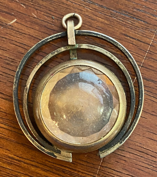 Vintage 10k Rolled Gold Watch Necklace Pendant Fob Case Only Faceted Crystal