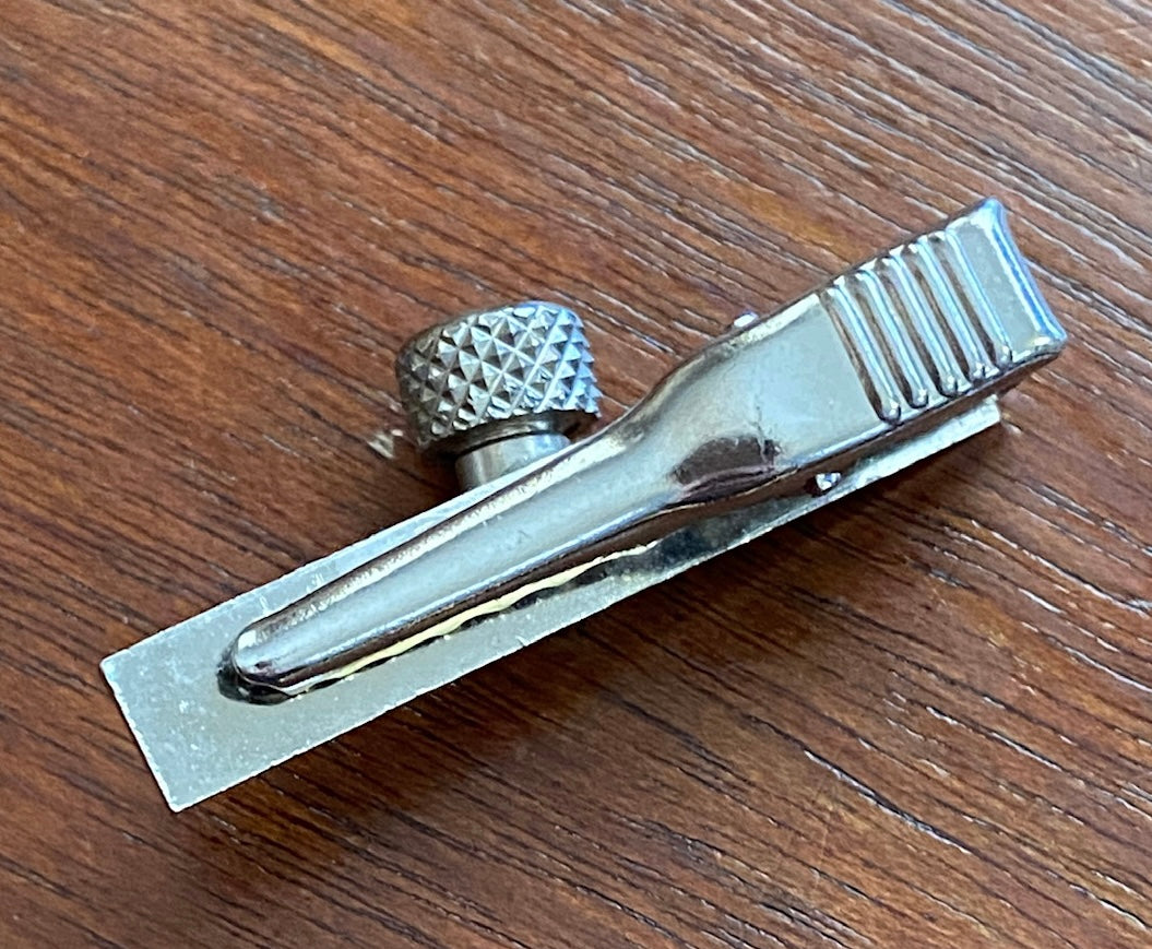 Vintage Silver Tone Hardware Bolt Mechanics Tie Clip