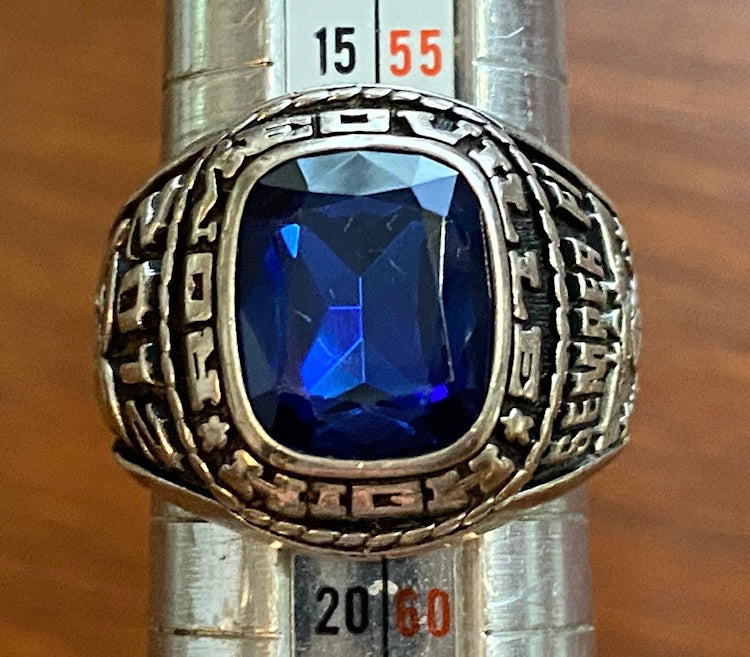 2012 Romeoville High Semper Fi Class Ring Sz 8 Blue Glass Stone