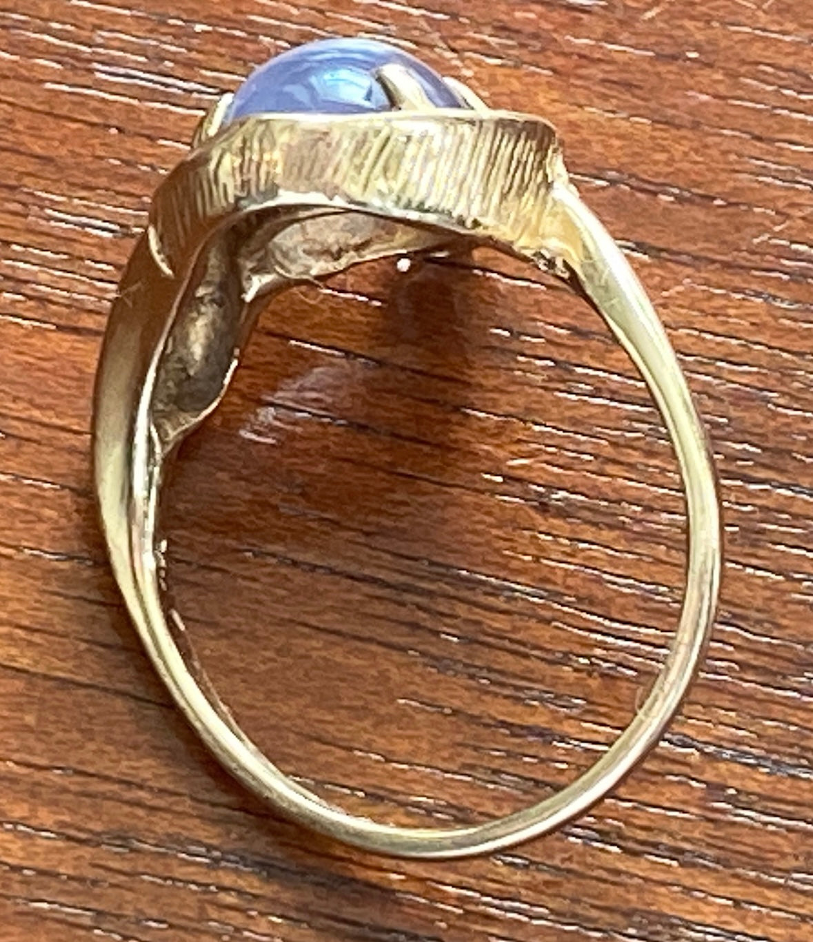 10k Yellow Gold Lavender Moonstone Brutalist Abstract Modernist Ring Sz 6.50