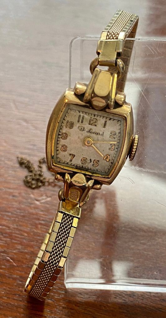 Vintage 10k Gold Filled Boulevard Woman's Wristwatch Manual Wind