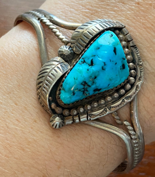 Vintage Old Pawn Silver Turquoise Cuff Bracelet