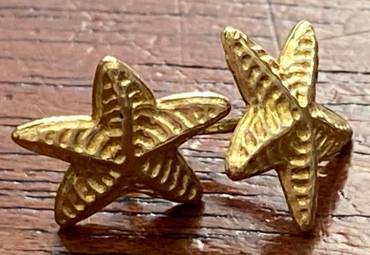 Sterling Silver 925 Gold Plate Starfish Pierced Stud Earrings