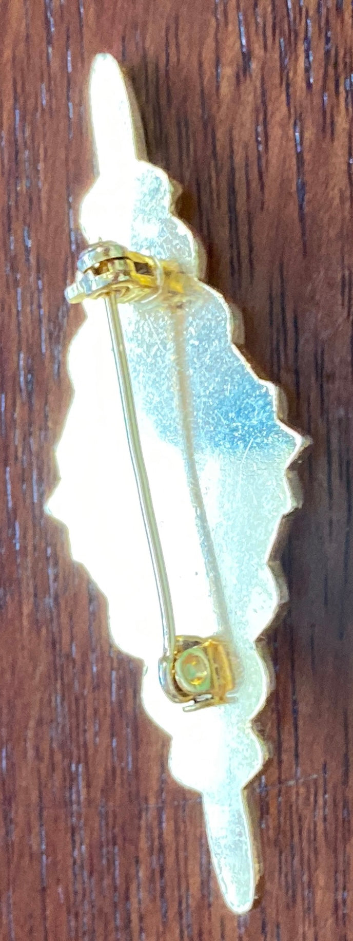 Vintage Gold Tone Rhinestone Faux Pearl Cabochon Bar Brooch Pin