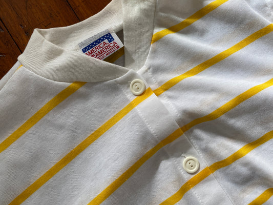 Vintage America America White Yellow Striper Mens Shirt