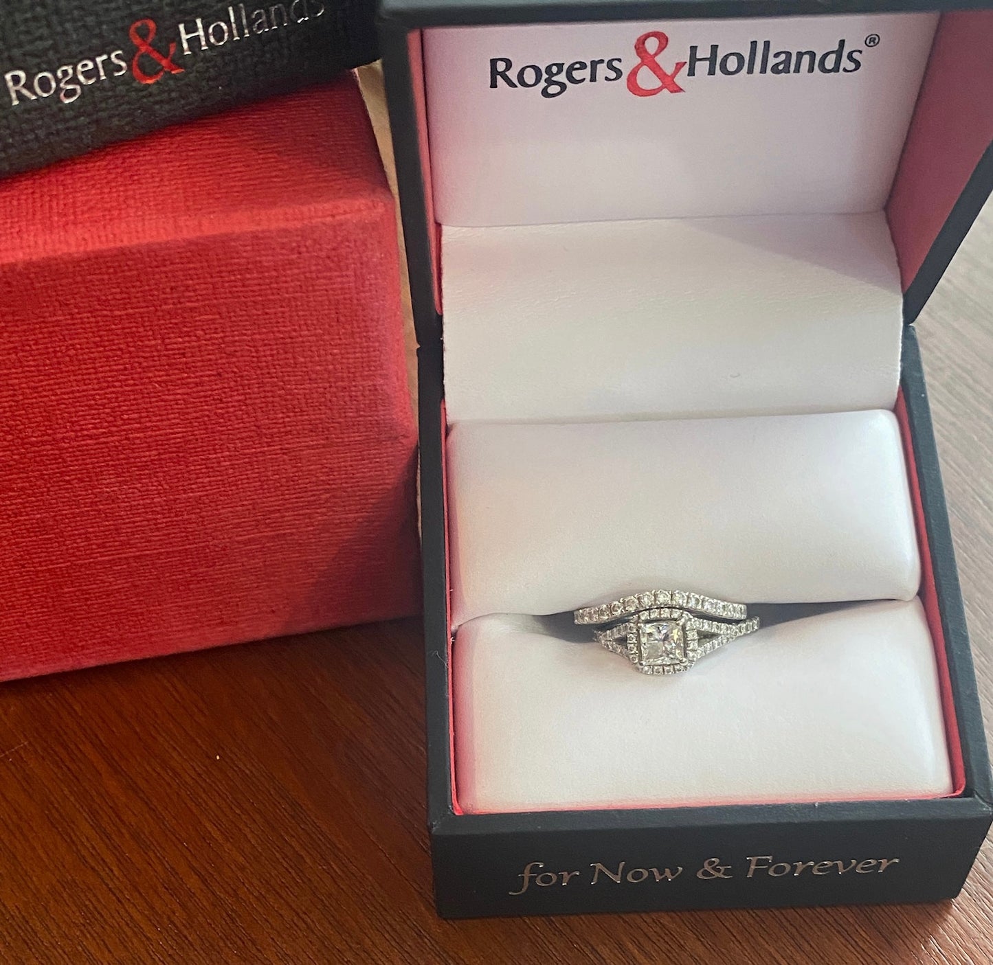 Rogers & Hollands 14k White Gold 1/2ct Princess Cut Wedding Set Sz 4