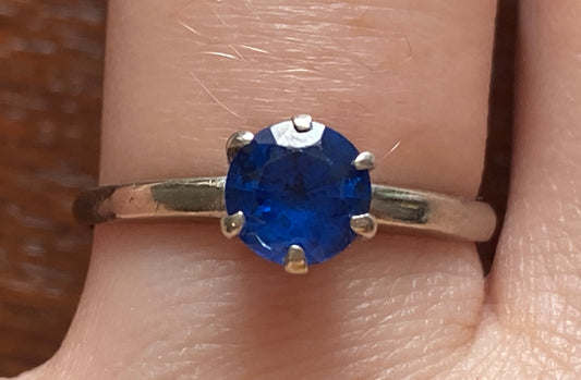 Signed 10k White Gold Ring 1ct Sapphire Sz 8.25
