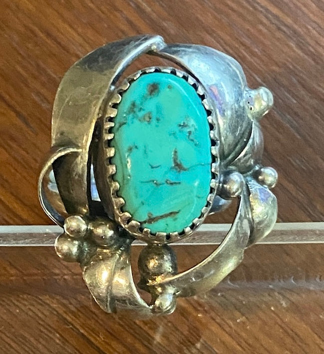 Sterling Silver 925 Turquoise Ring Signed NP Sz 6.75