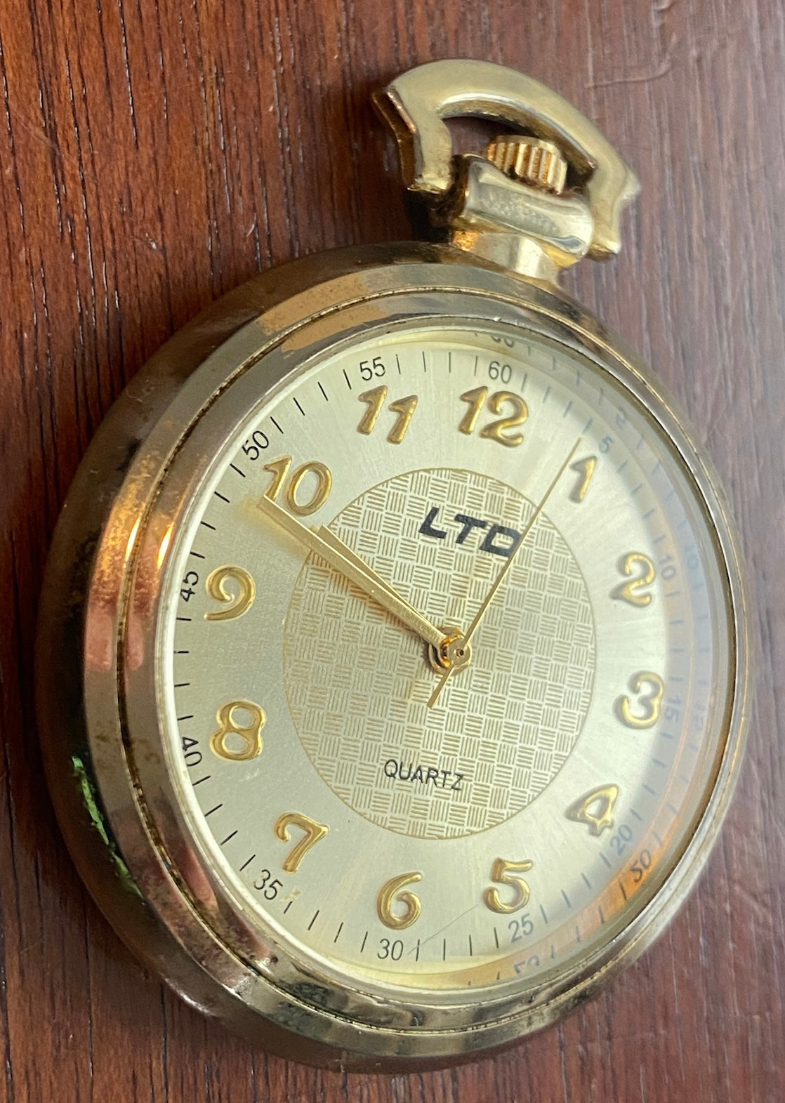 LTD Gold Tone Quartz Pocket Watch Needs New Battery