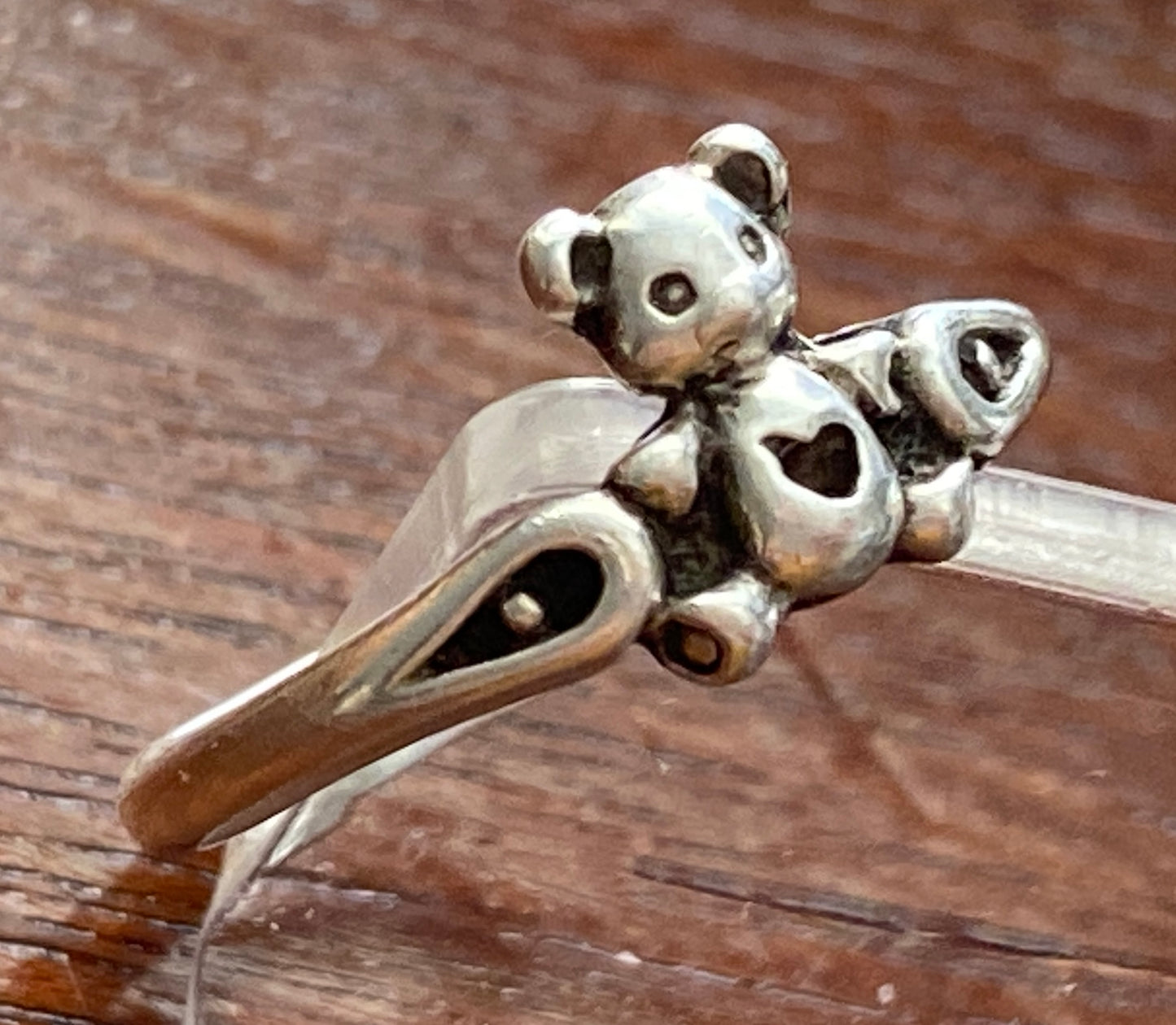 Sterling Silver 925 Teddy Bear Childs Baby Ring Sz 3