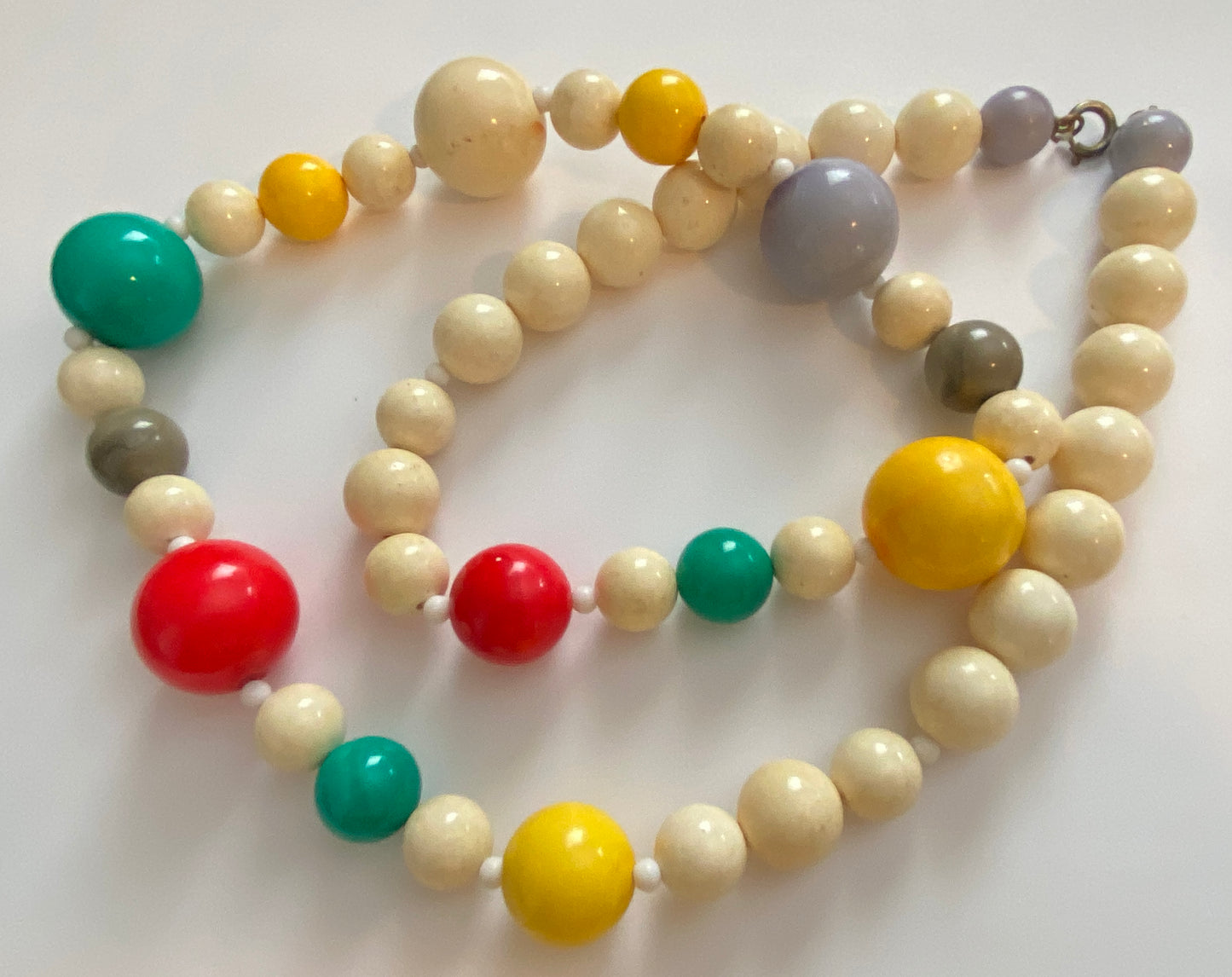 Vintage Chunky Lacquered Wood Bead Strand Necklace