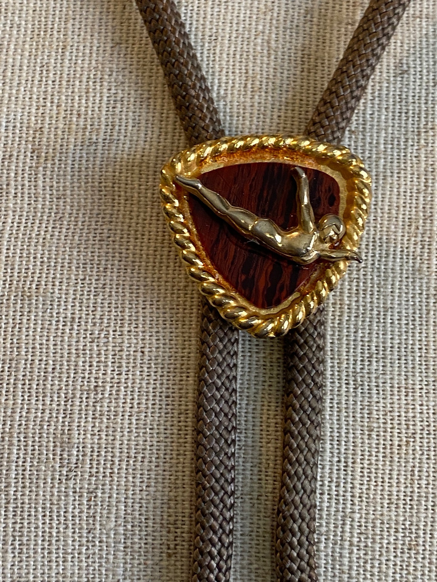 Vintage Cord Bolo Swimmer Necklace