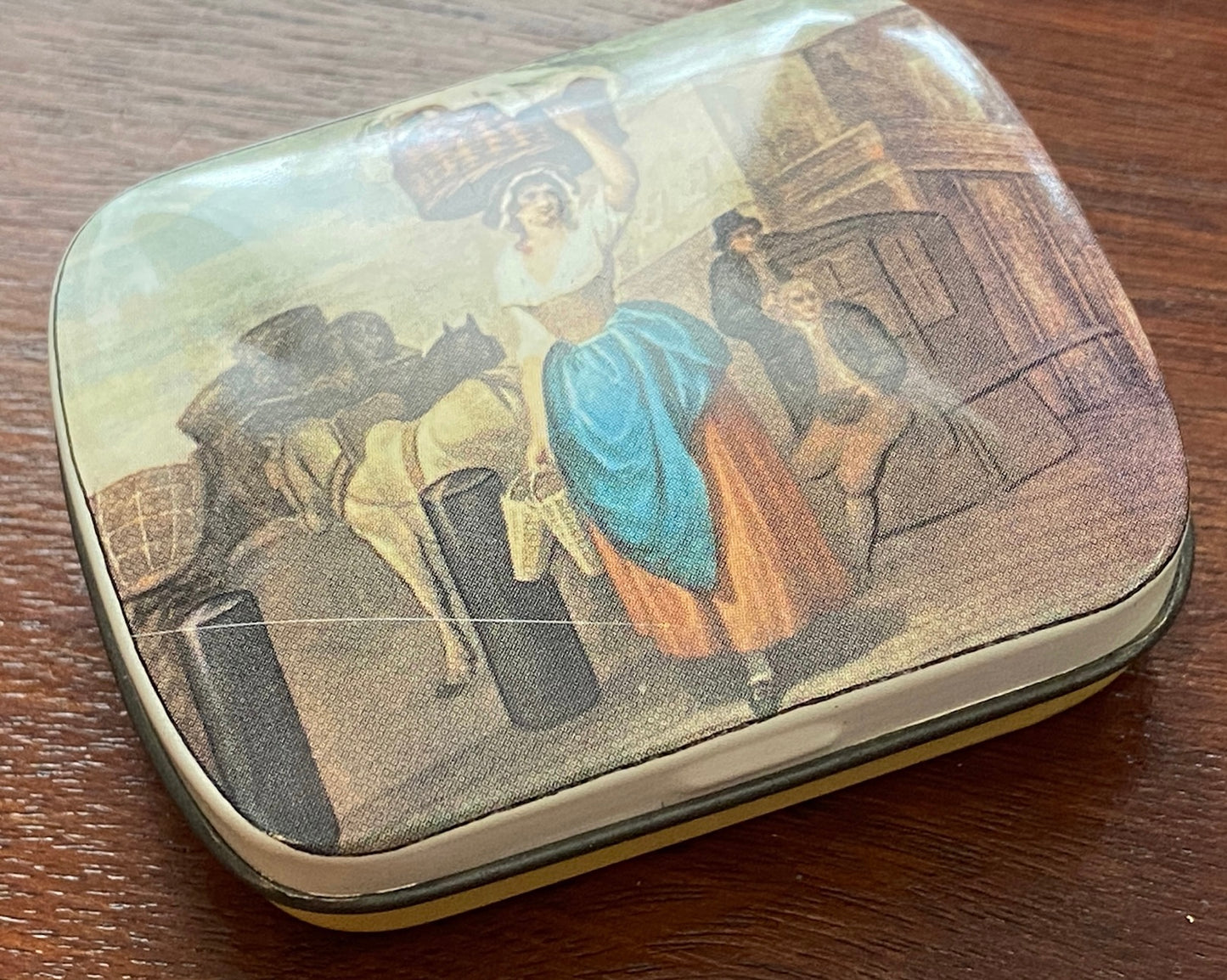 Small Metal Made in England Hinged Trinket Pill Biscuit Box Tin