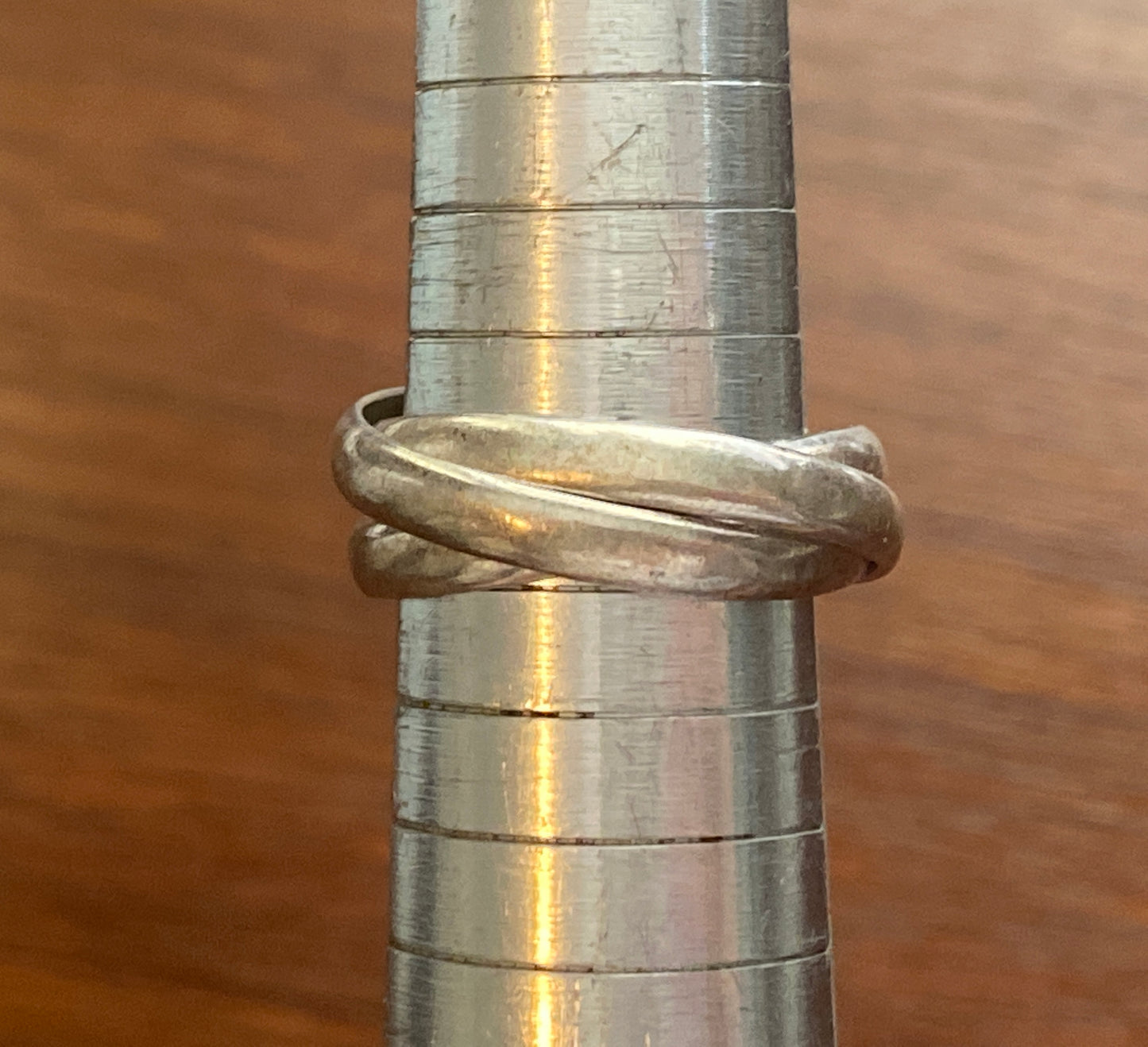 Sterling Silver 925 3 Woven Connected Ring Bands Sz 7 - 7.25 Signed TMA