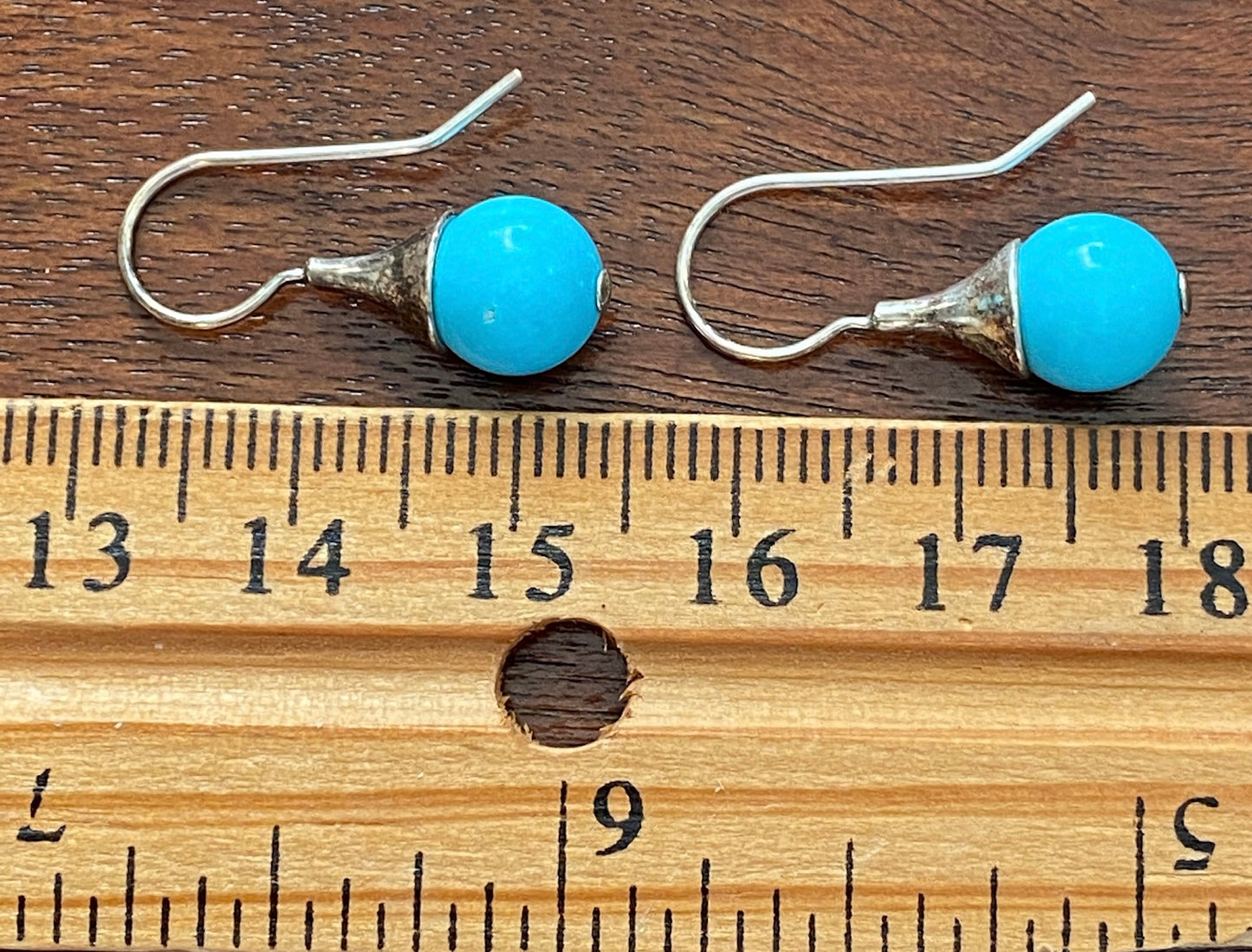 Silver-plate Faux Turquoise Drop Dangly Modern Pierced Earrings