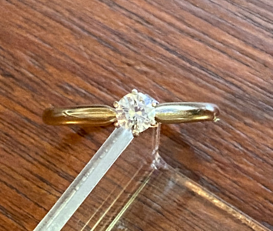 Classic 14k Yellow Gold Round 1/4ctw Diamond Engagement Ring Sz 6.75