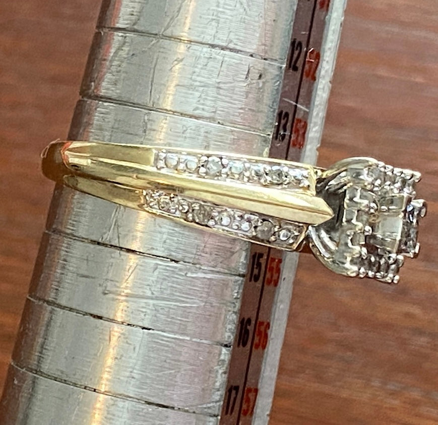 10k Yellow Gold 1/3ctw Diamond Quad Princess Engagement Ring Sz 6.75