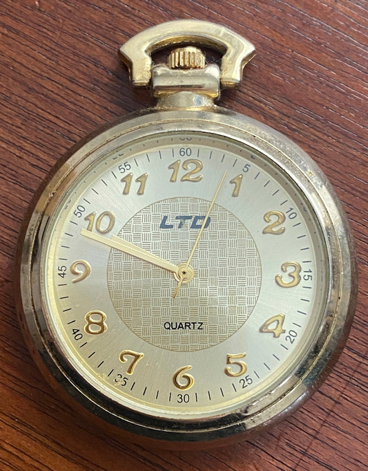 LTD Gold Tone Quartz Pocket Watch Needs New Battery