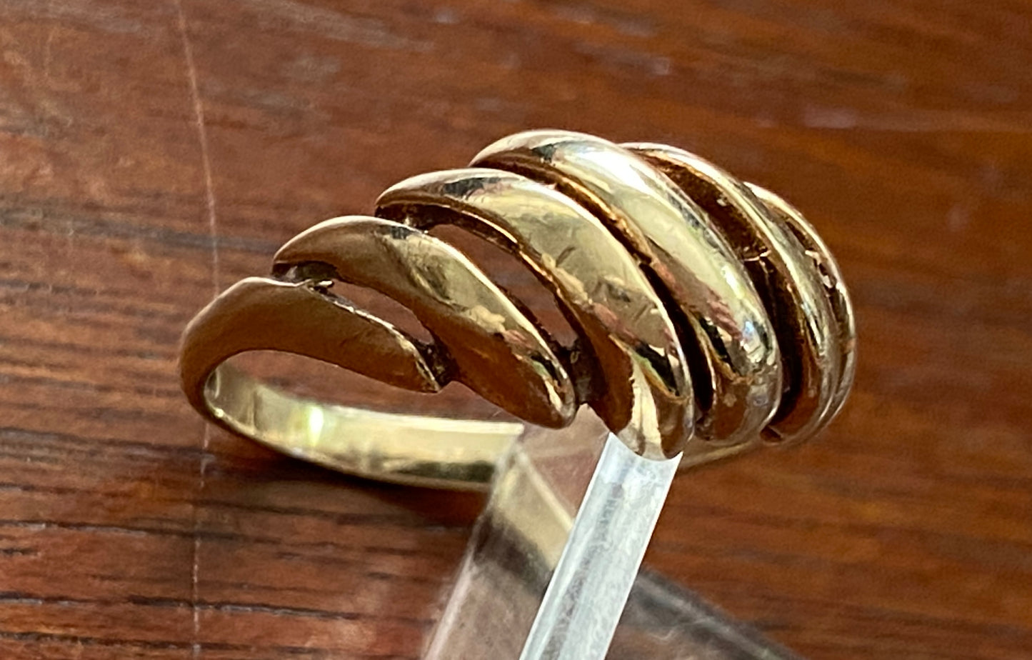 Vintage Antique 9k Open Domed Croissant Ring Sz 5