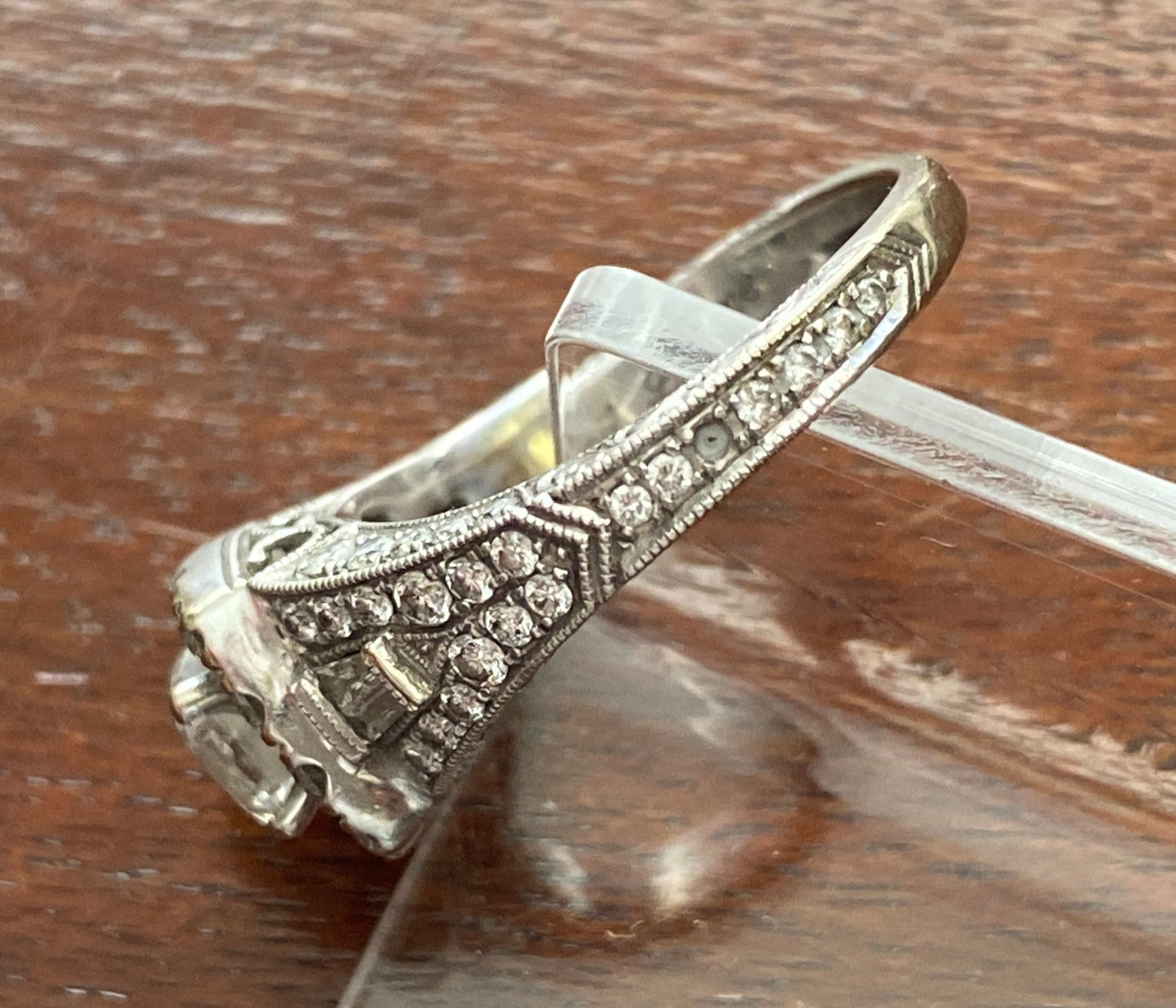 Neil Lane 14k White Gold 1.50ctw Cushion Cut Baguette Engagement Ring Sz 4.25