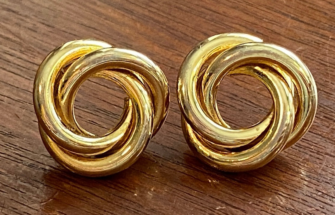 14k Yellow Gold Love Knot Stud Earrings Pierced 3.4g