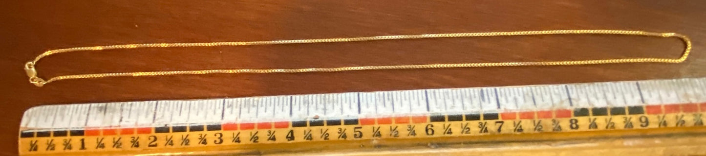 14k Yellow Gold Box Chain Link Necklace 20" Long - Signed AK