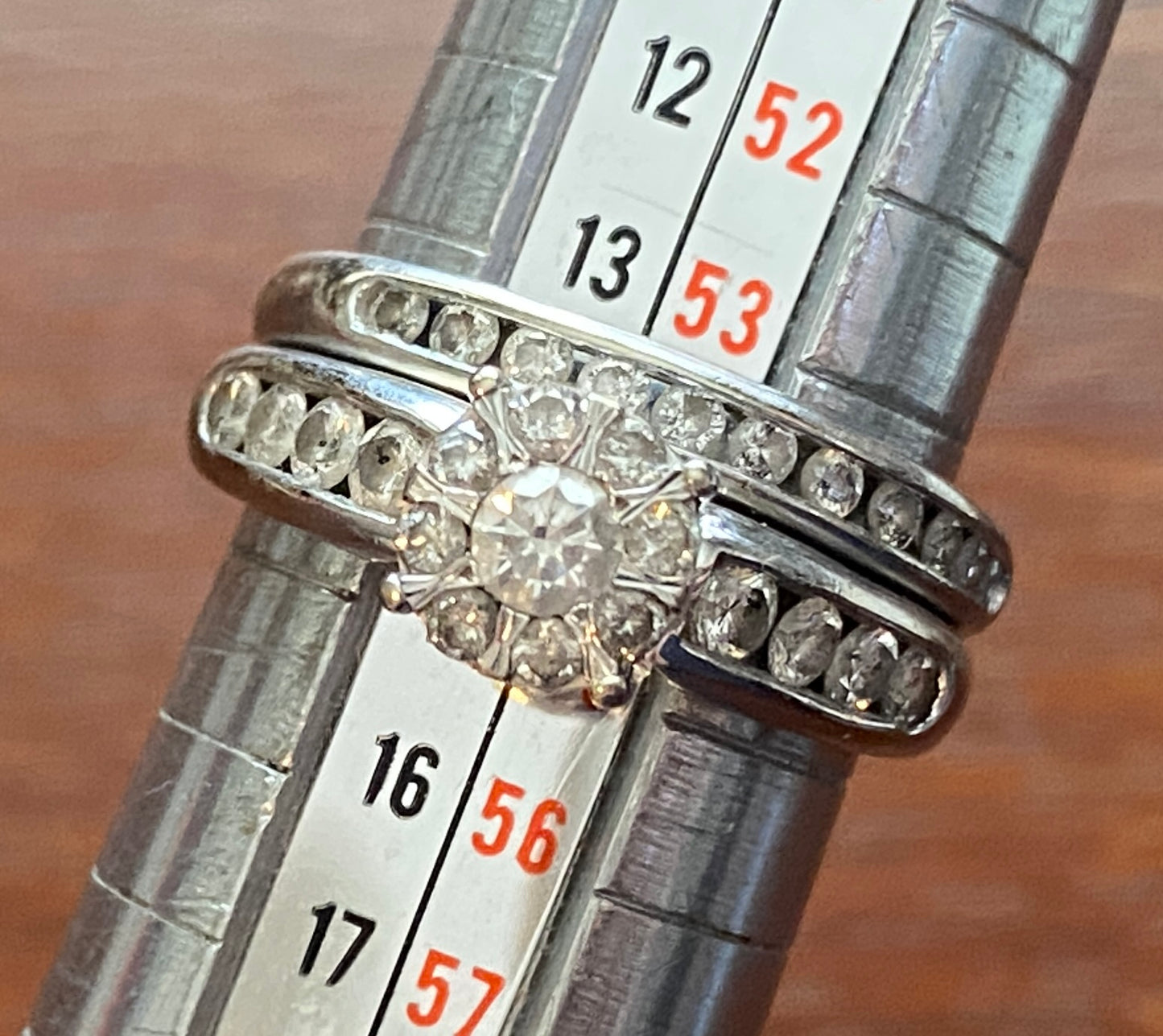 10k White Gold .75ctw Diamond Wedding Set Engagement Ring Sz 7