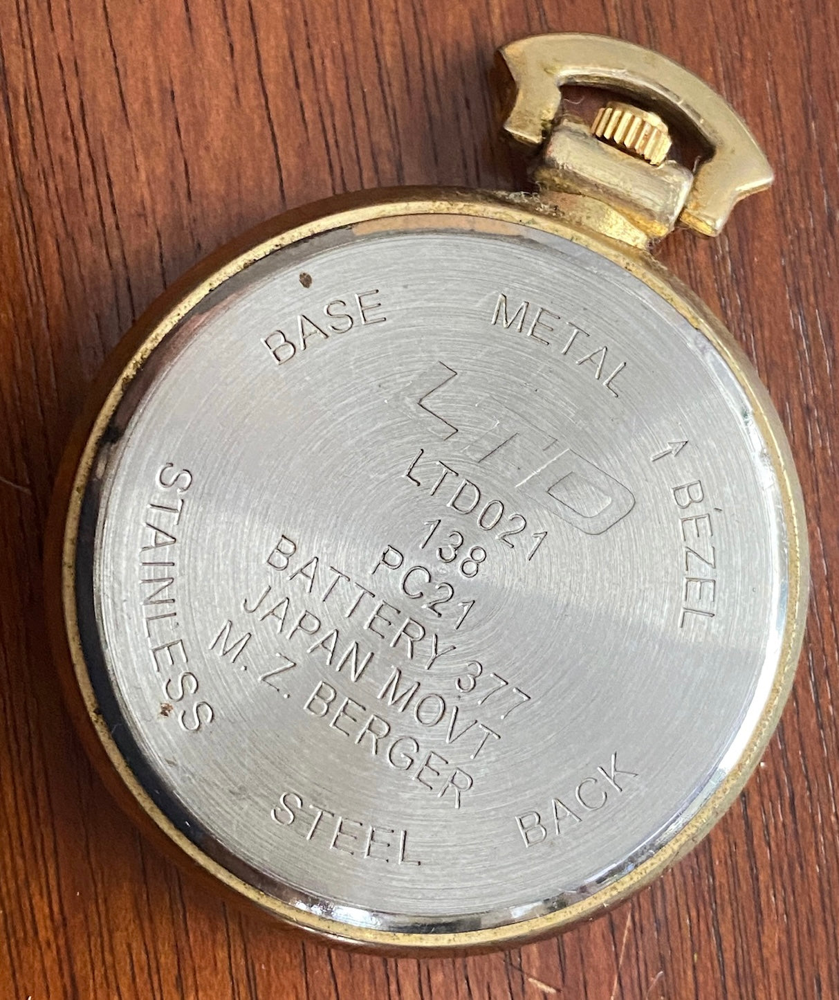 LTD Gold Tone Quartz Pocket Watch Needs New Battery