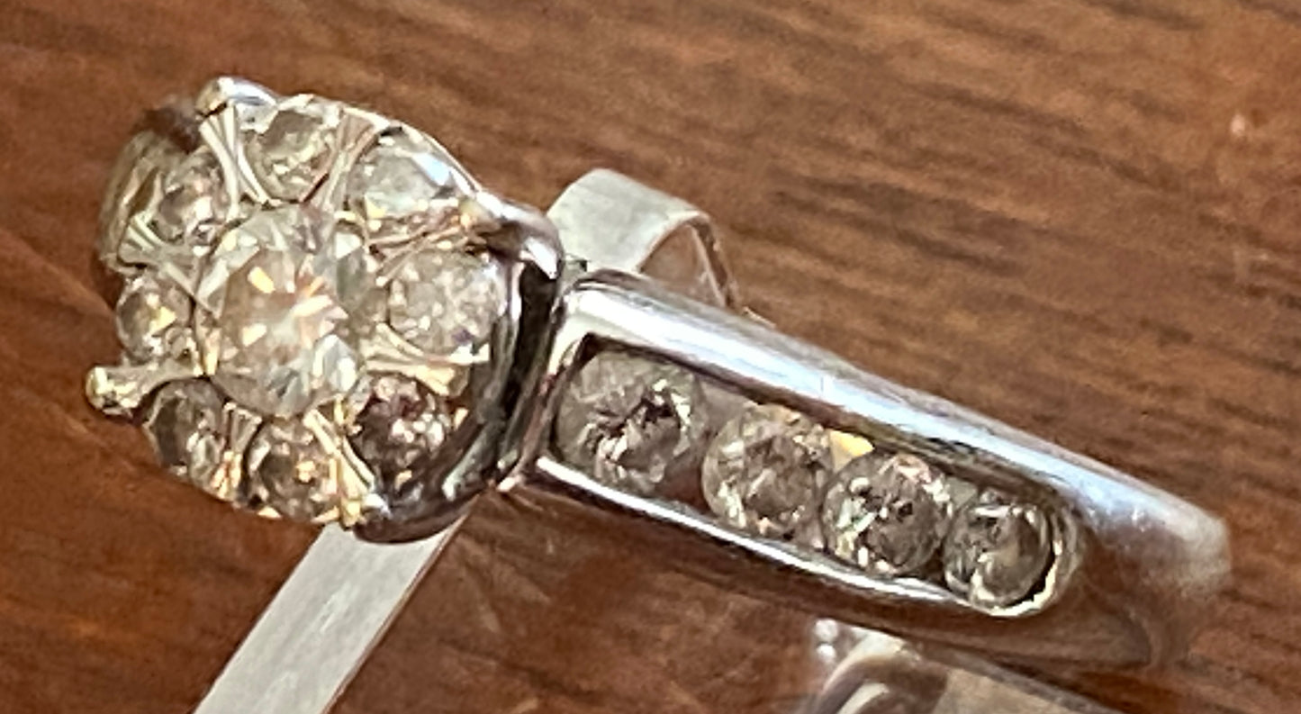 10k White Gold .75ctw Diamond Wedding Set Engagement Ring Sz 7