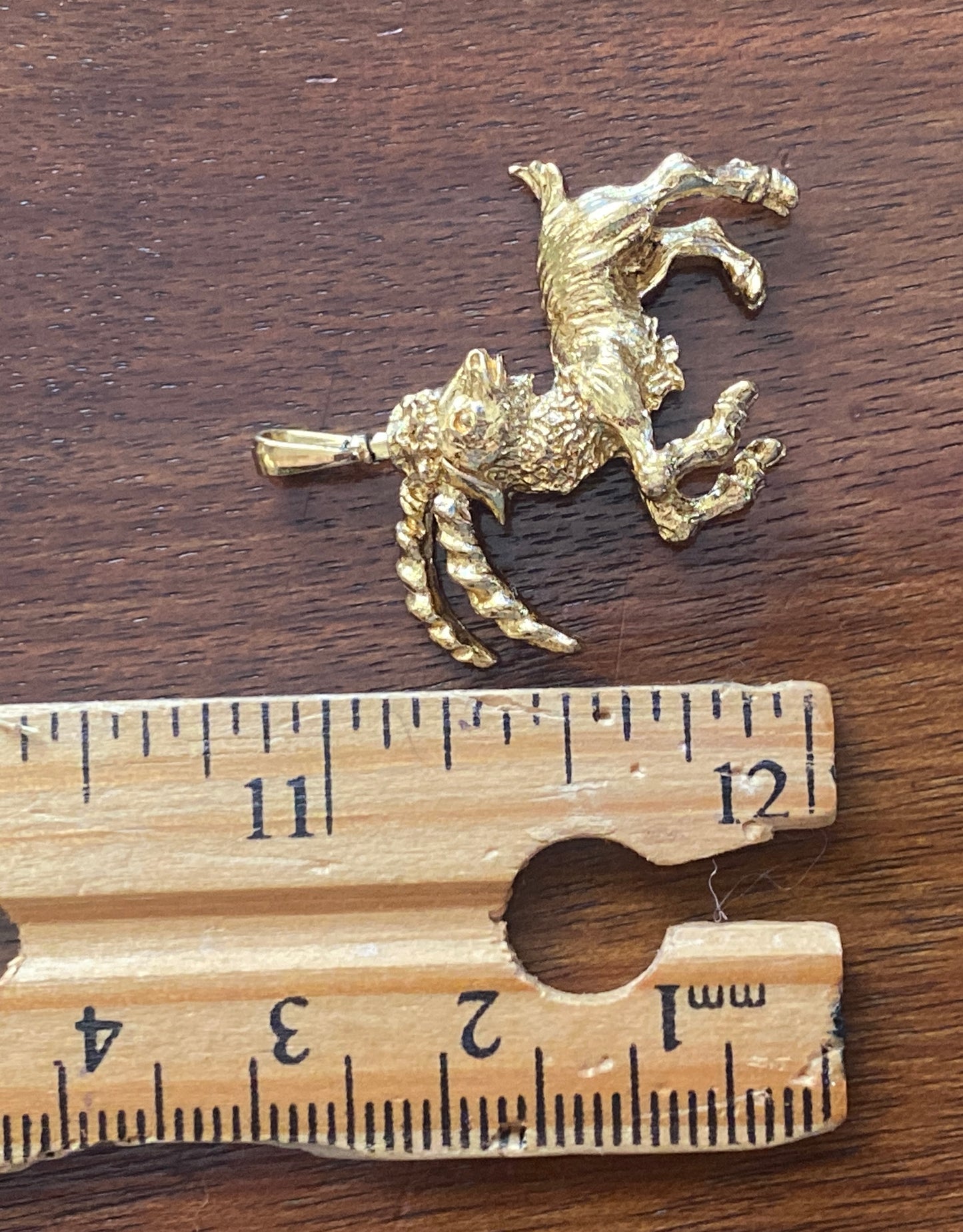 Gold tone Metal Goat Markhor Charm Pendant Twists