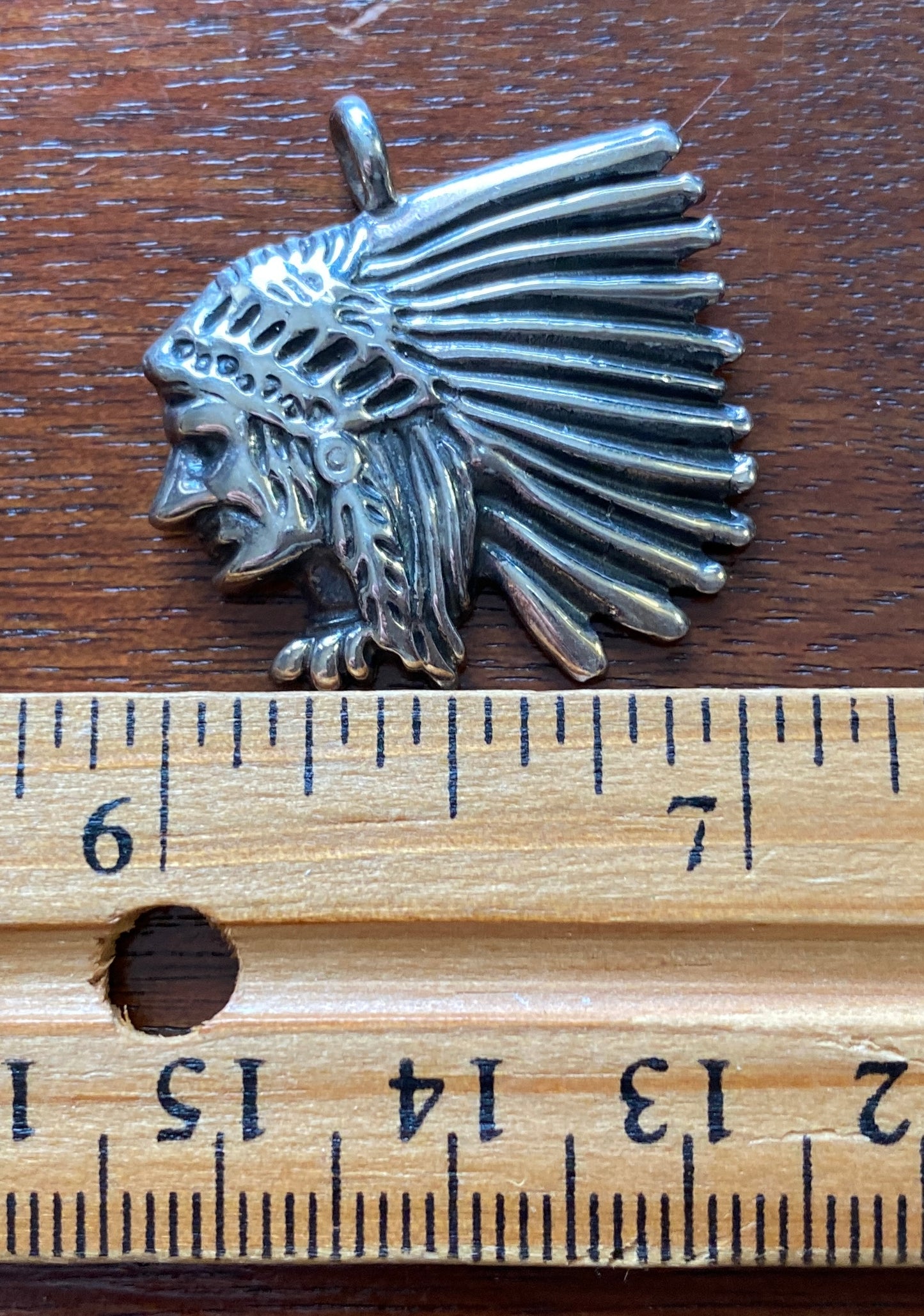Signed Sterling Silver Indian Head Chief Necklace Pendant