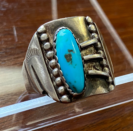 Sterling Silver 925 Turquoise Old Pawn Ring Sz 8